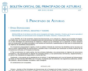 Subvenciones Consejería de Empleo del Principado de Asturias