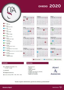Calendario Laboral 2020 Alperi Asesores calendario laboral oviedo